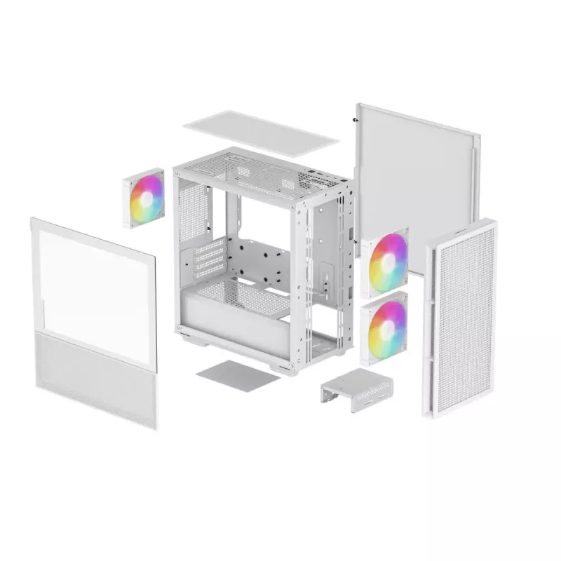 DeepCool CH360 Micro-ATX PC-Gehäuse, Hartglas, ohne Netzteil, Weiß