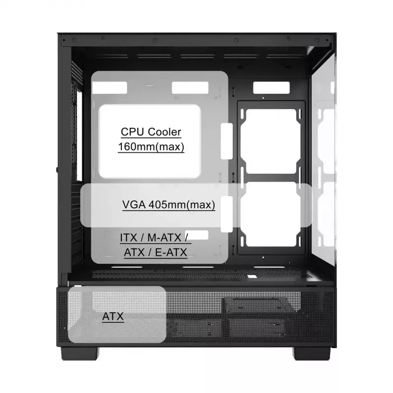 Computergehäuse GEMBIRD Fornax X550, ATX, Schwarz
