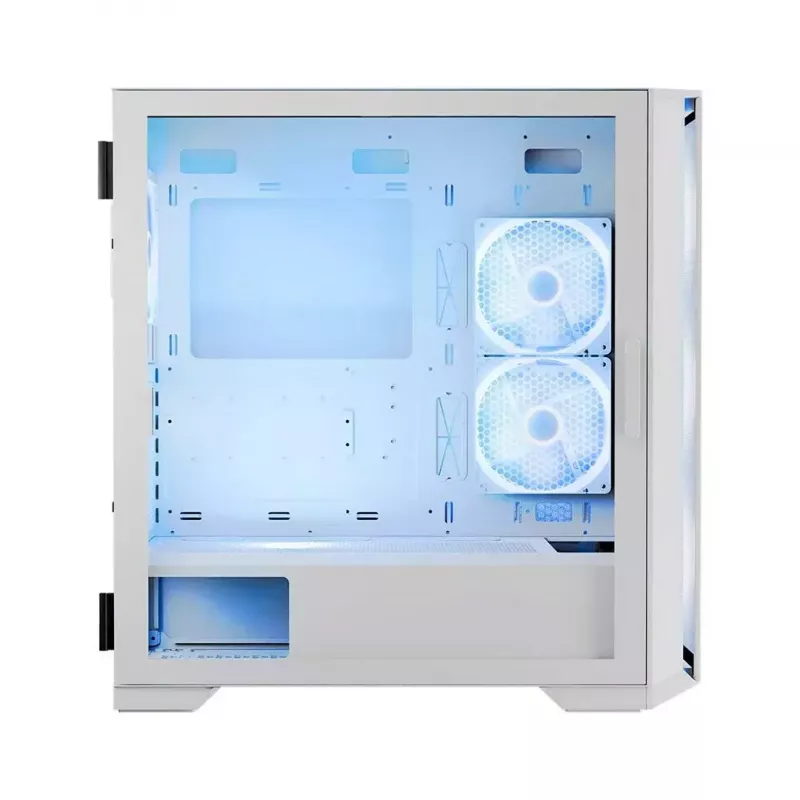 PC-Gehäuse MODECOM HORIZON FLOW MIDI Weiss — Midi-Tower, ARGB, gehärtetes Glas, micro ATX, USB-C, 3x140mm vorne, 1x140mm hinten, GPU bis 400 mm, CPU-Kühlerhöhe 172 mm