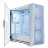 PC-Gehäuse MODECOM HORIZON FLOW MIDI Weiss — Midi-Tower, ARGB, gehärtetes Glas, micro ATX, USB-C, 3x140mm vorne, 1x140mm hinten, GPU bis 400 mm, CPU-Kühlerhöhe 172 mm