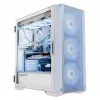 PC-Gehäuse MODECOM HORIZON FLOW MIDI Weiss — Midi-Tower, ARGB, gehärtetes Glas, micro ATX, USB-C, 3x140mm vorne, 1x140mm hinten, GPU bis 400 mm, CPU-Kühlerhöhe 172 mm