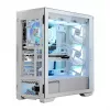 PC-Gehäuse MODECOM HORIZON FLOW MIDI Weiss — Midi-Tower, ARGB, gehärtetes Glas, micro ATX, USB-C, 3x140mm vorne, 1x140mm hinten, GPU bis 400 mm, CPU-Kühlerhöhe 172 mm