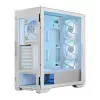 PC-Gehäuse MODECOM HORIZON FLOW MIDI Weiss — Midi-Tower, ARGB, gehärtetes Glas, micro ATX, USB-C, 3x140mm vorne, 1x140mm hinten, GPU bis 400 mm, CPU-Kühlerhöhe 172 mm
