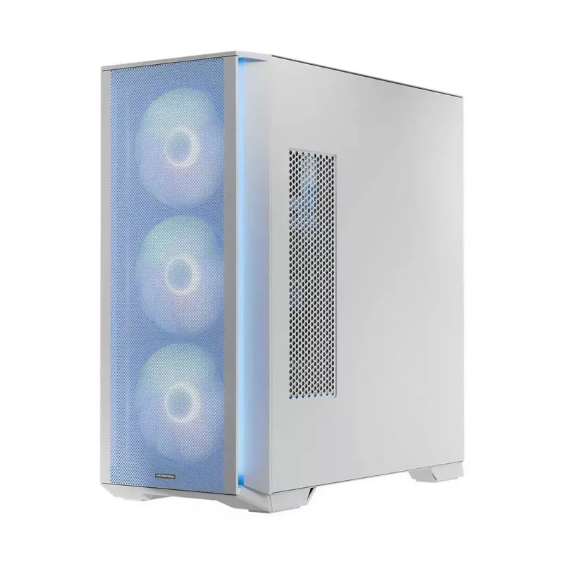 PC-Gehäuse MODECOM HORIZON FLOW MIDI Weiss — Midi-Tower, ARGB, gehärtetes Glas, micro ATX, USB-C, 3x140mm vorne, 1x140mm hinten, GPU bis 400 mm, CPU-Kühlerhöhe 172 mm