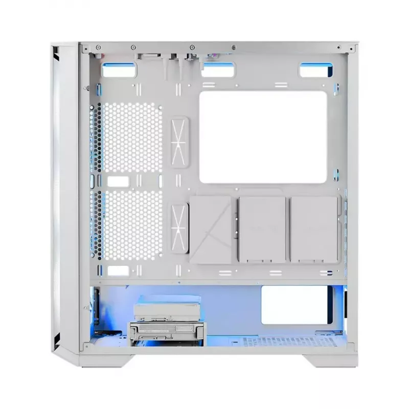PC-Gehäuse MODECOM HORIZON FLOW MIDI Weiss — Midi-Tower, ARGB, gehärtetes Glas, micro ATX, USB-C, 3x140mm vorne, 1x140mm hinten, GPU bis 400 mm, CPU-Kühlerhöhe 172 mm