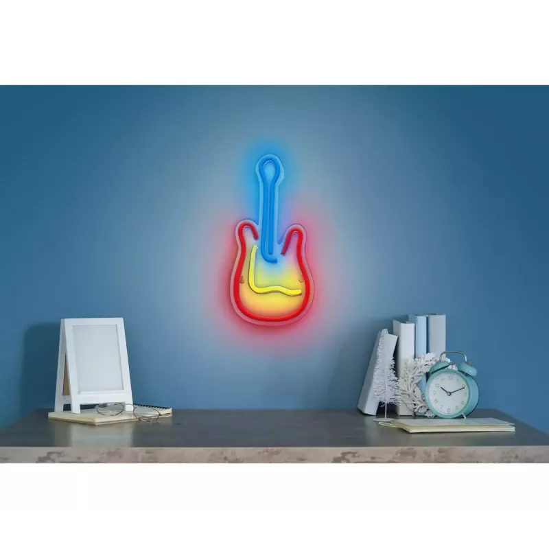 LED-Neon-Leuchtschild ActiveJet AJE-NEON GUITAR mehrfarbig USB 5V, 240×176×20 mm, Aufputzmontage