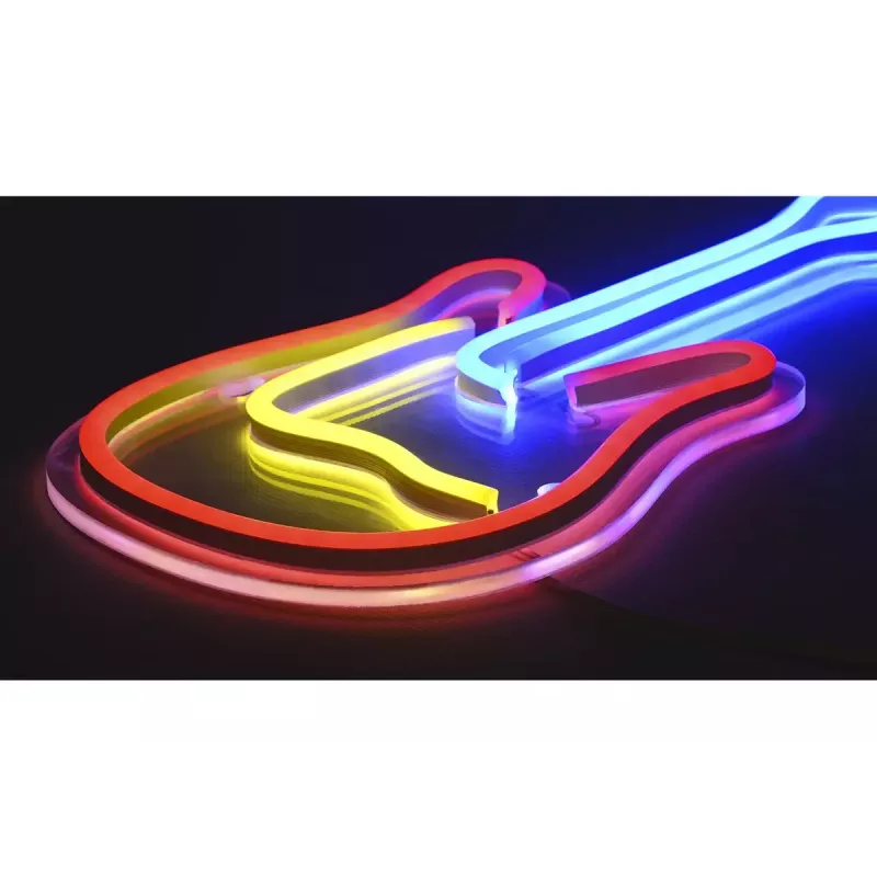LED-Neon-Leuchtschild ActiveJet AJE-NEON GUITAR mehrfarbig USB 5V, 240×176×20 mm, Aufputzmontage
