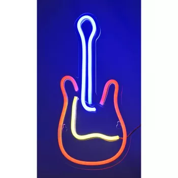 LED-Neon-Leuchtschild ActiveJet AJE-NEON GUITAR mehrfarbig USB 5V, 240×176×20 mm, Aufputzmontage