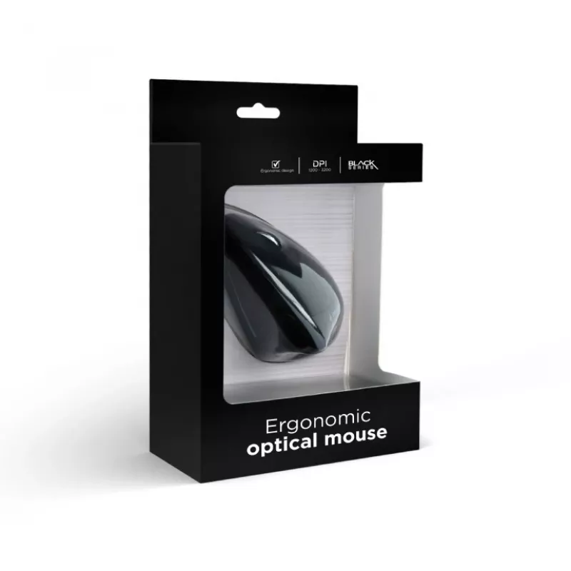 GEMBIRD optische Maus MUS-ERGO-01 - ergonomisch, 6 Tasten, Rad, USB, Schwarz