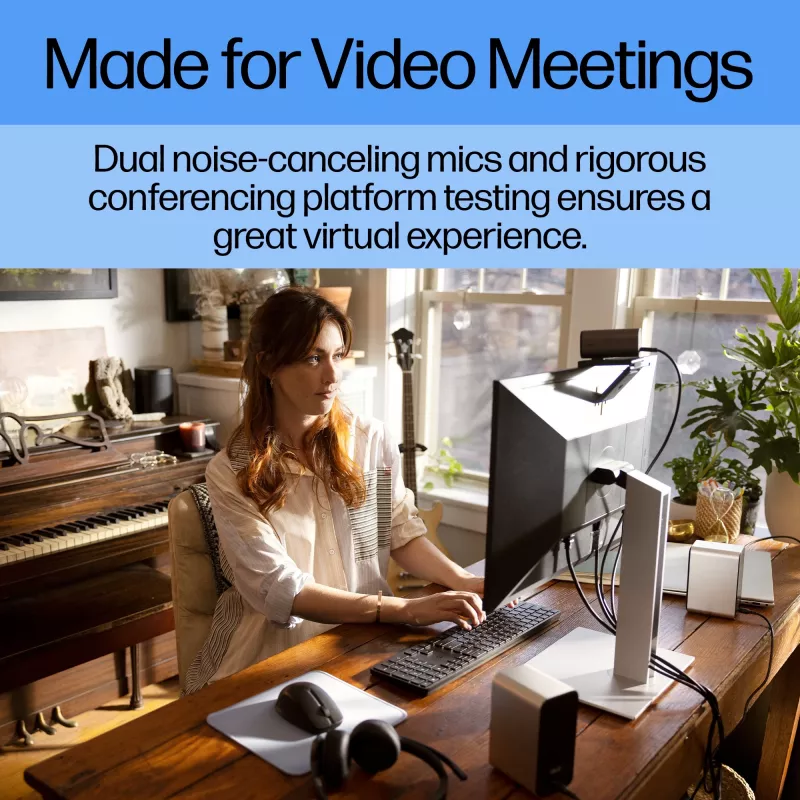 HP 960 4K Streaming-Webcam, 8 MP, 3840 x 2160 Pixel, 4K Ultra HD, 30 fps, 5x, Home