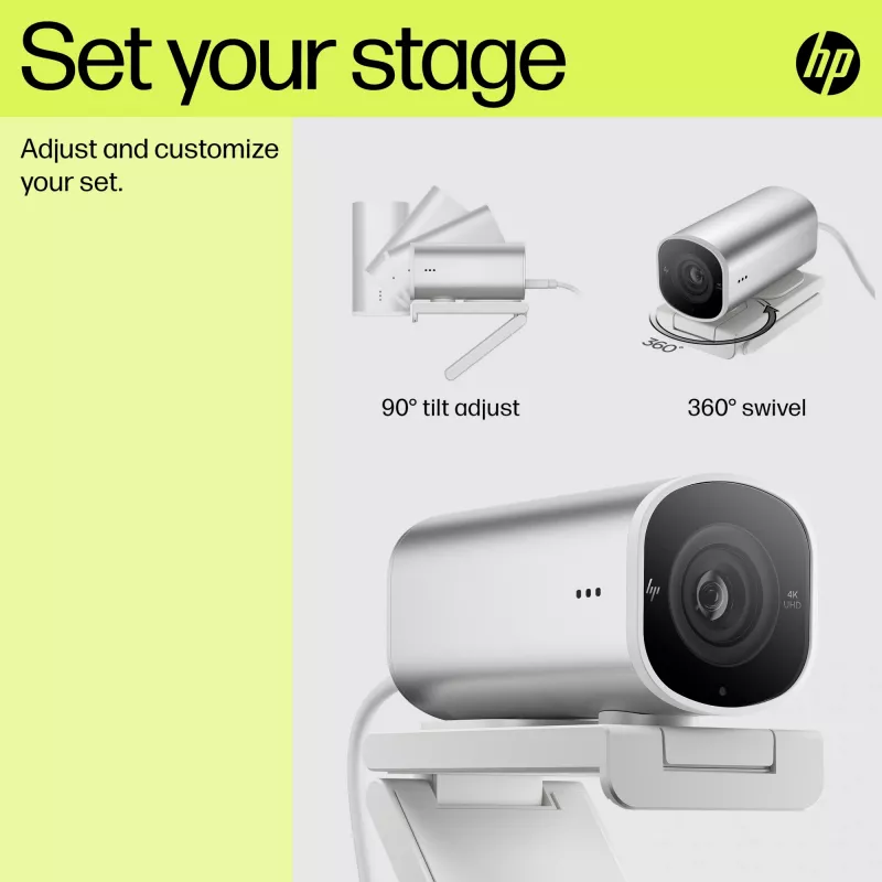 HP 960 4K Streaming-Webcam, 8 MP, 3840 x 2160 Pixel, 4K Ultra HD, 30 fps, 5x, Home