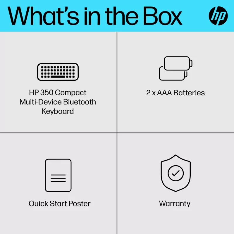 HP 350 Kompakte Multi-Device Bluetooth-Tastatur, kabellos, Bluetooth, mechanisch, QWERTY, Schwarz