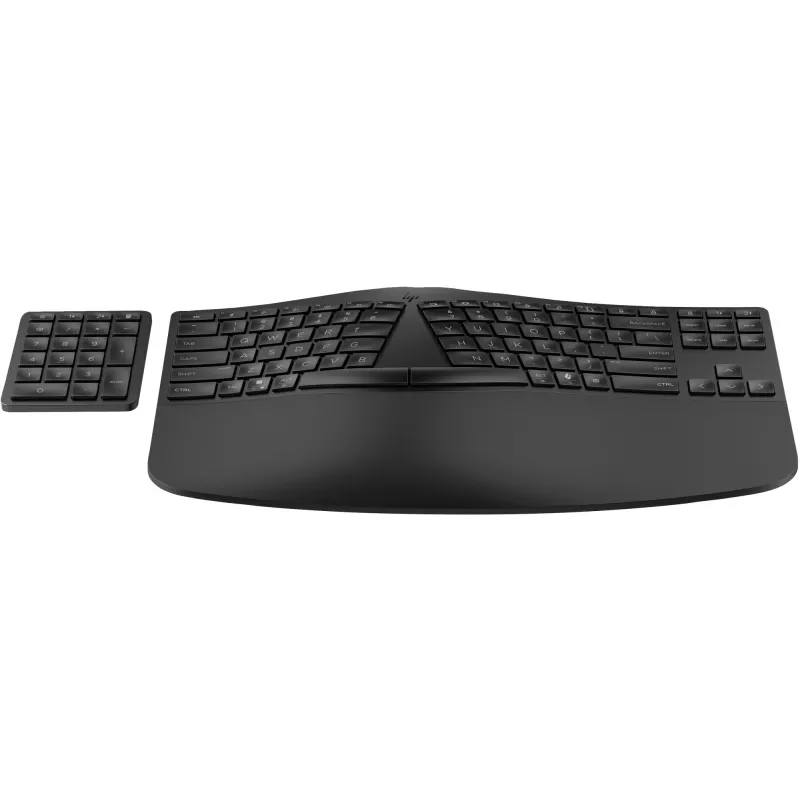 HP 965 Ergonomische kabellose Tastatur, Vollformat (100%), kabellos, RF Wireless + Bluetooth, Membrane, QWERTY, Schwarz