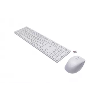 HP 650 Wireless Tastatur and Maus Combo, Wireless, RF Wireless, Membrane, QWERTY, White, Maus included