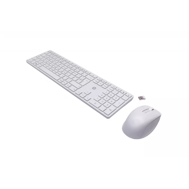 HP 650 Wireless Tastatur and Maus Combo, Wireless, RF Wireless, Membrane, QWERTY, White, Maus included