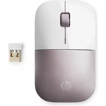 HP Wireless Maus Z3700 – Weiß/Pink, beidhändig, RF Wireless, 1200 dpi, Pink, Weiß
