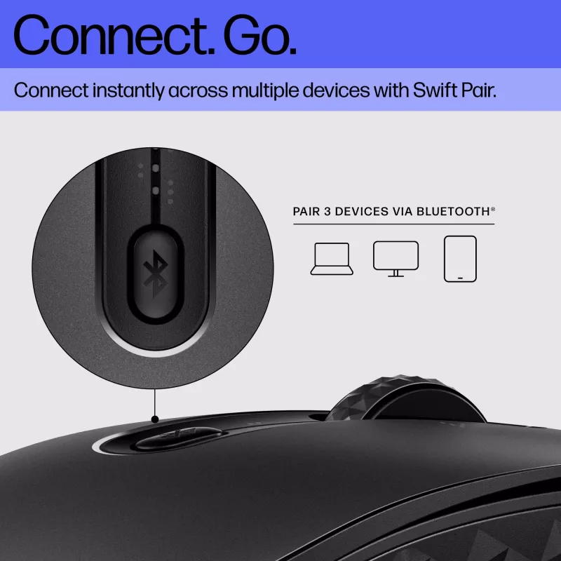 HP 690 Wiederaufladbare kabellose Maus, beidhändig, Bluetooth, 4000 DPI, Schwarz