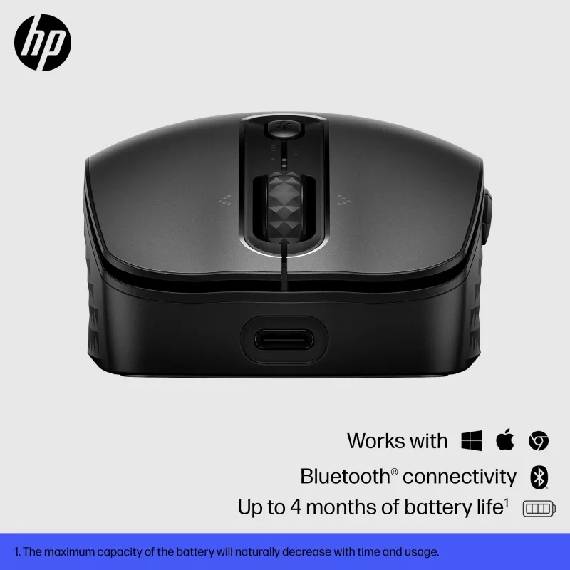 HP 690 Wiederaufladbare kabellose Maus, beidhändig, Bluetooth, 4000 DPI, Schwarz