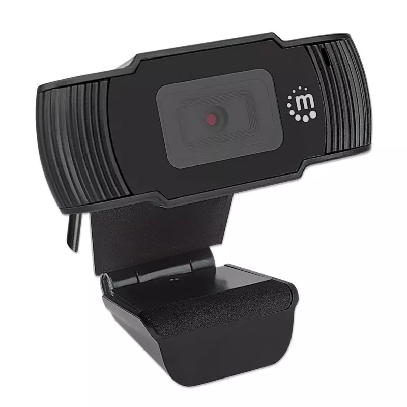 Manhattan USB Webcam, zwei Megapixel (Sonderpreis), 1080p Full HD, USB-A, integriertes Mikrofon, verstellbare Clip-Basis, 30 Bilder pro Sekunde, schwarz, drei Jahre Garantie, Box