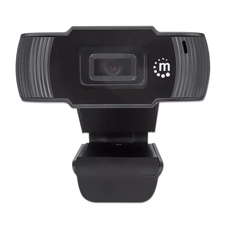 Manhattan USB Webcam, zwei Megapixel (Sonderpreis), 1080p Full HD, USB-A, integriertes Mikrofon, verstellbare Clip-Basis, 30 Bilder pro Sekunde, schwarz, drei Jahre Garantie, Box