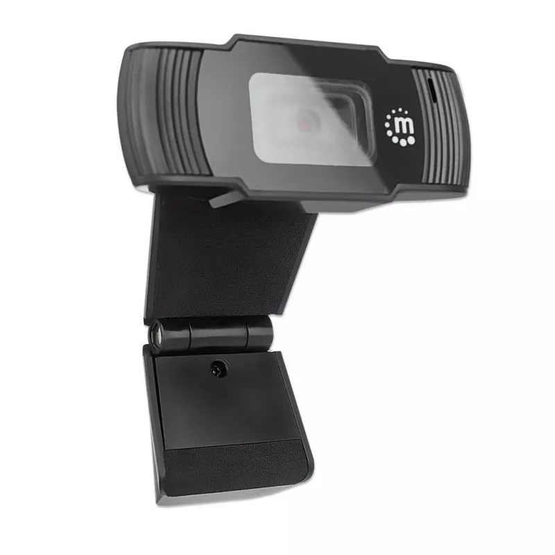 Manhattan USB Webcam, zwei Megapixel (Sonderpreis), 1080p Full HD, USB-A, integriertes Mikrofon, verstellbare Clip-Basis, 30 Bilder pro Sekunde, schwarz, drei Jahre Garantie, Box