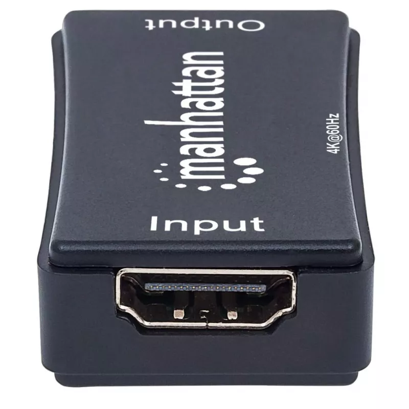 AV-Repeater Manhattan HDMI Repeater 4K@60Hz, 1xHDMI Ein-/Ausgang, 600 MHz Bandbreite, bis 40 m, Micro-USB-Stromversorgung, schwarz