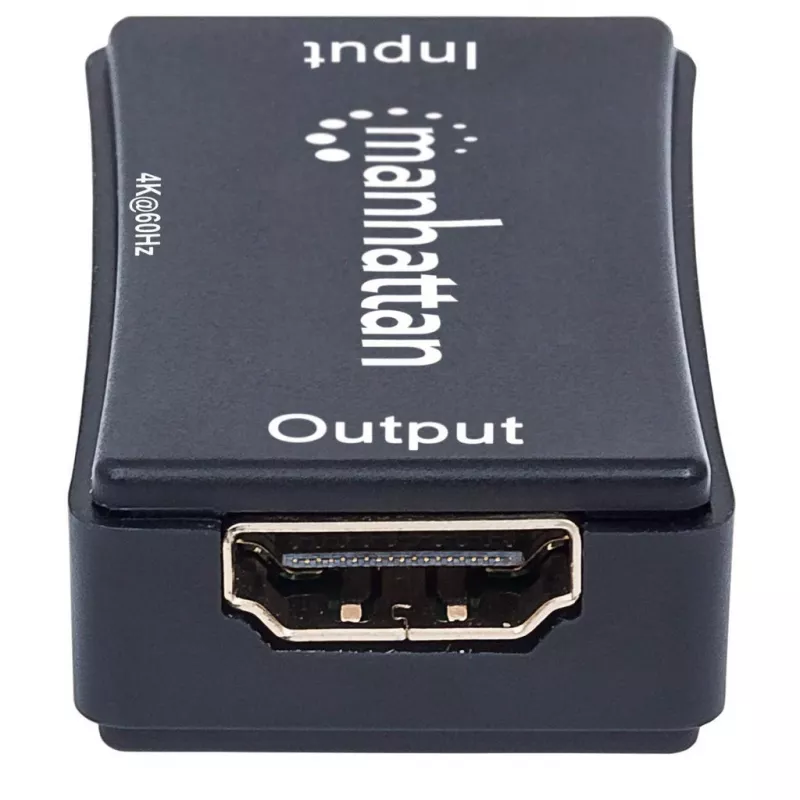 AV-Repeater Manhattan HDMI Repeater 4K@60Hz, 1xHDMI Ein-/Ausgang, 600 MHz Bandbreite, bis 40 m, Micro-USB-Stromversorgung, schwarz