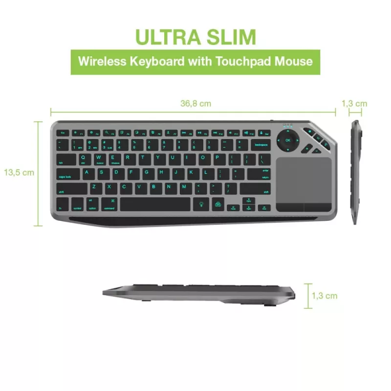 Techly ICTB9801TB Tastatur Universal RF Wireless + Bluetooth QWERTY US English Schwarz