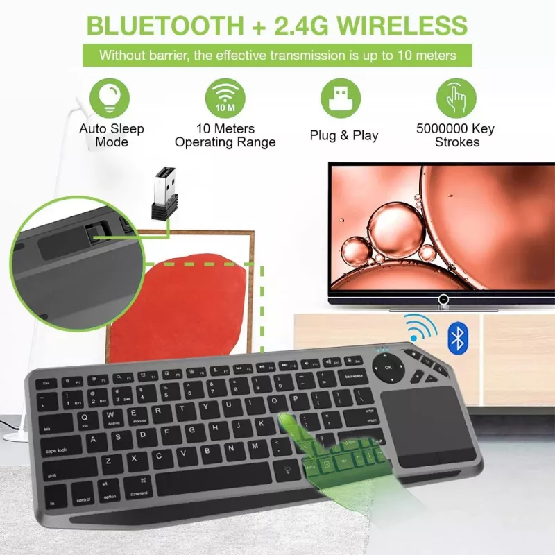 Techly ICTB9801TB Tastatur Universal RF Wireless + Bluetooth QWERTY US English Schwarz