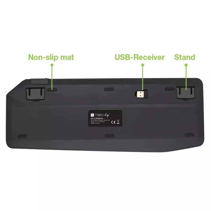 Techly ICTB9801TB Tastatur Universal RF Wireless + Bluetooth QWERTY US English Schwarz
