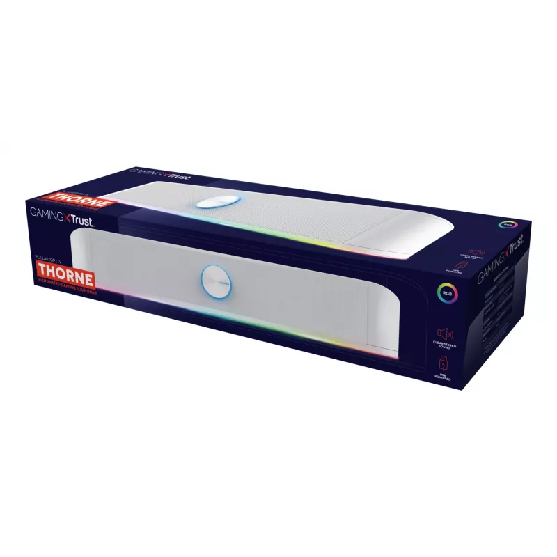 Trust RGB beleuchtete Soundbar GXT 619W Thorne, 2.0 Kanäle, 6 W, 12 W, 6 W, 10000 Ω, 4 Ω