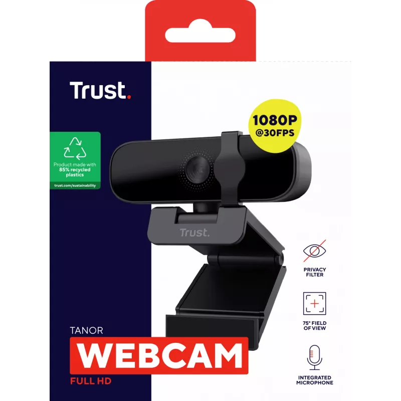 Trust Tanor Webcam 1920 x 1080 Pixel USB Schwarz