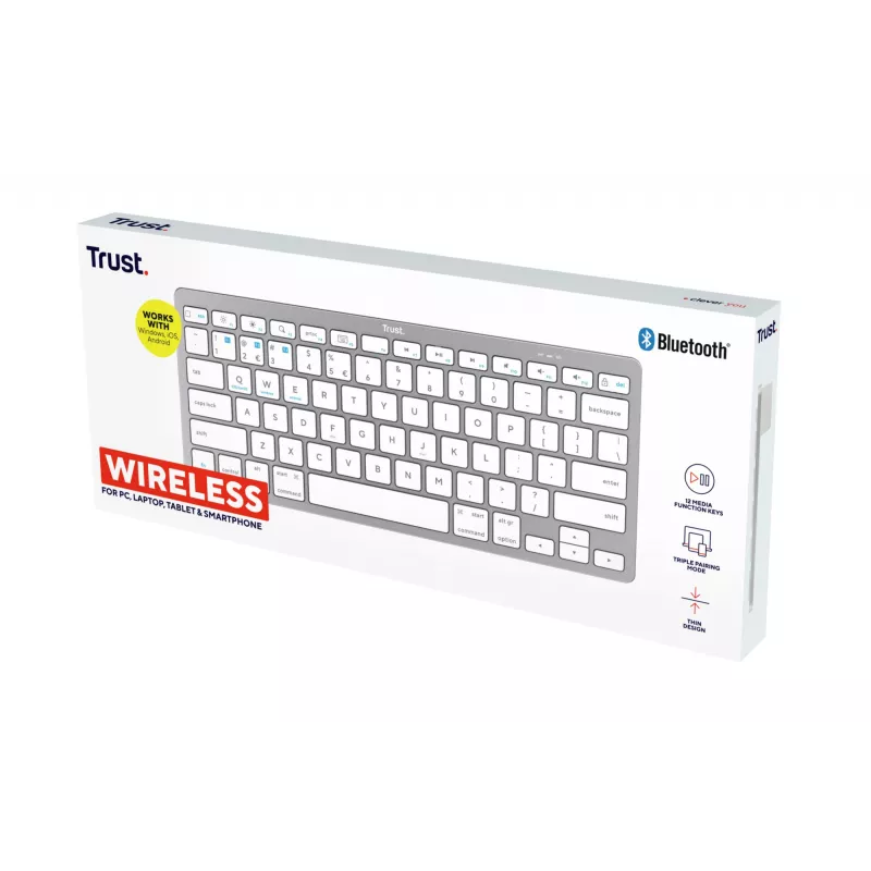 Trust 24651 drahtlose QWERTY US English Tastatur, Silber