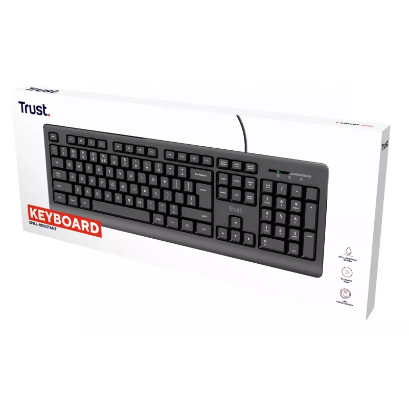Trust 24639 Tastatur Office USB US-Englisch Schwarz
