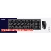 Kabelloses Tastatur- und Maus-Set TRUST Primo — Full-Size QWERTY US-Englisch Tastatur, RF USB-A-Empfänger, 1200 DPI optische Maus, Schwarz