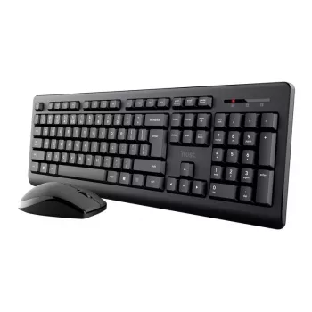 Kabelloses Tastatur- und Maus-Set TRUST Primo — Full-Size QWERTY US-Englisch Tastatur, RF USB-A-Empfänger, 1200 DPI optische Maus, Schwarz