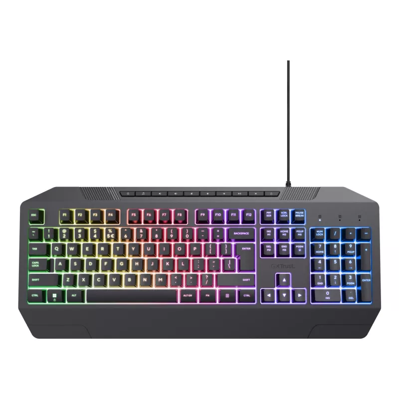 Kabelgebundenes Gaming-Tastatur TRUST GXT 836 Evocx USB QWERTY US-Englisch, RGB-Beleuchtung, Handgelenkauflage, 114 Tasten, 110%-Layout