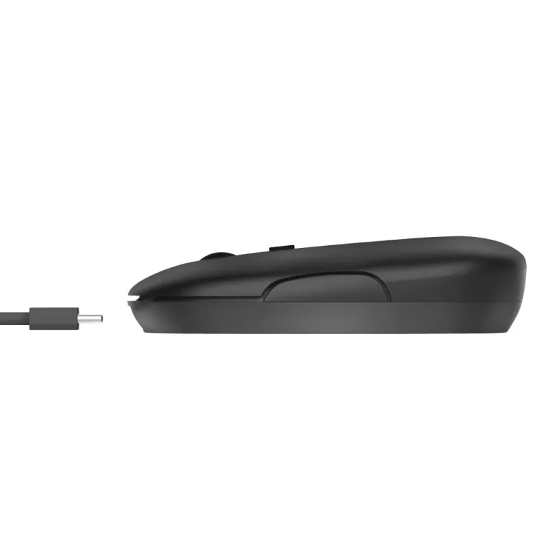 Trust Puck Wiederaufladbare Drahtlose Ultraflache Maus, Beidhändig, Optisch, RF Wireless + Bluetooth, 1600 DPI, Schwarz