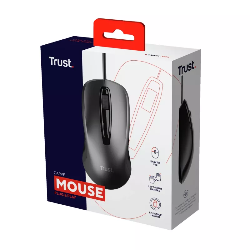 Trust Carve Maus Büro Beidhändig USB Typ-A Optisch 1200 DPI