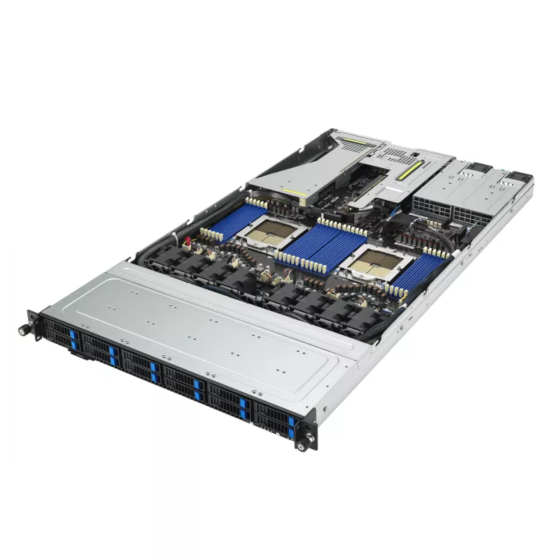 ASUS RS700A-E12-RS12U Socket SP5 Rack (1U) Schwarz, Stahl