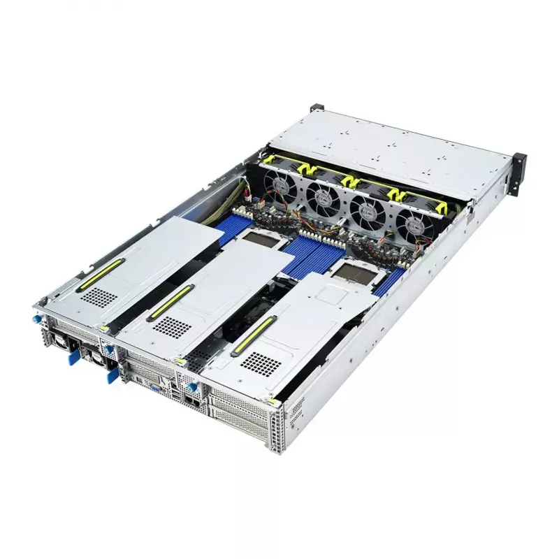 Rack-Server ASUS RS720A-E12-RS24U 2U Socket SP5, 2x CPU-Unterstützung, 24x 2,5-Zoll-Einschübe, 24 DIMM DDR5-Steckplätze, 2600W Netzteil, 10GbE