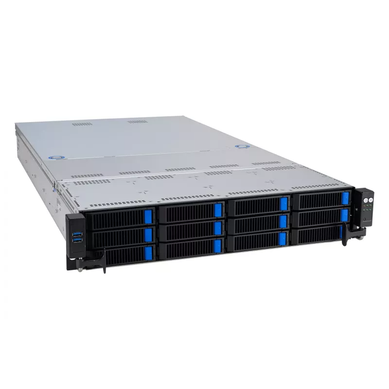 ASUS RS521A-E12-RS12U Socket SP5 Rack (2U) Schwarz, Silber