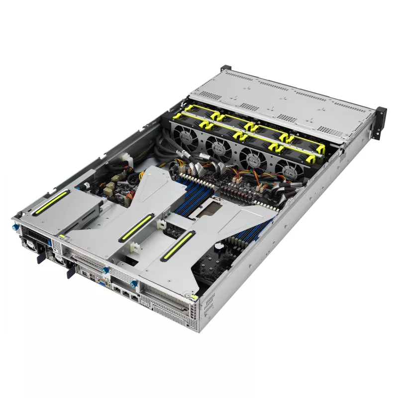 ASUS RS521A-E12-RS12U Socket SP5 Rack (2U) Schwarz, Silber