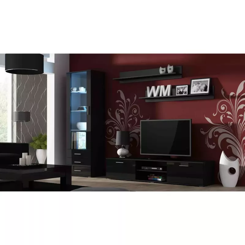 Schwebendes Wandregal-Set Cama Meble SOHO 1250×200×200 mm, Spanplatte, schwarz matt (zwei Regale)
