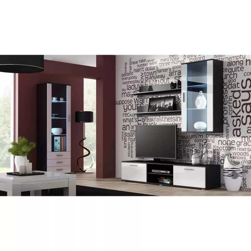 Schwebendes Wandregal-Set Cama Meble SOHO 1250×200×200 mm, Spanplatte, schwarz matt (zwei Regale)