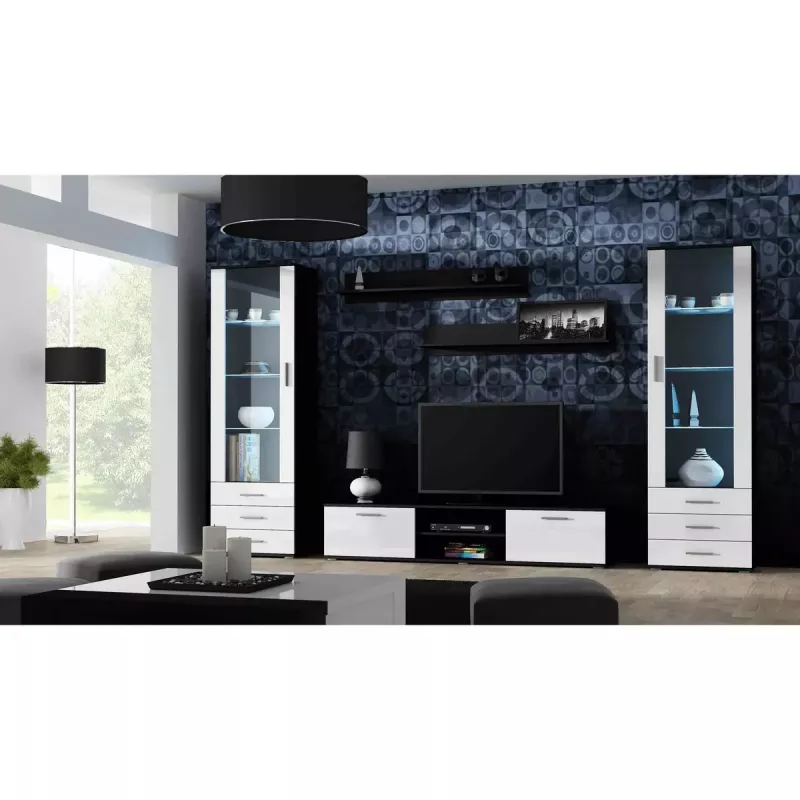 Schwebendes Wandregal-Set Cama Meble SOHO 1250×200×200 mm, Spanplatte, schwarz matt (zwei Regale)
