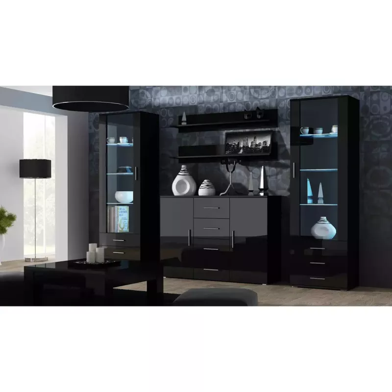 Schwebendes Wandregal-Set Cama Meble SOHO 1250×200×200 mm, Spanplatte, schwarz matt (zwei Regale)
