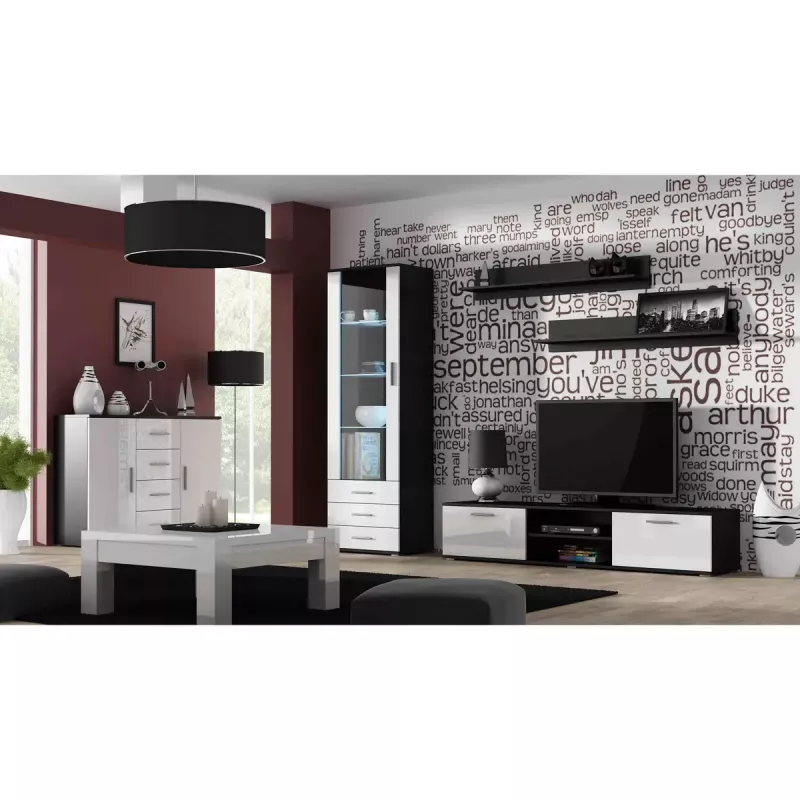 Schwebendes Wandregal-Set Cama Meble SOHO 1250×200×200 mm, Spanplatte, schwarz matt (zwei Regale)