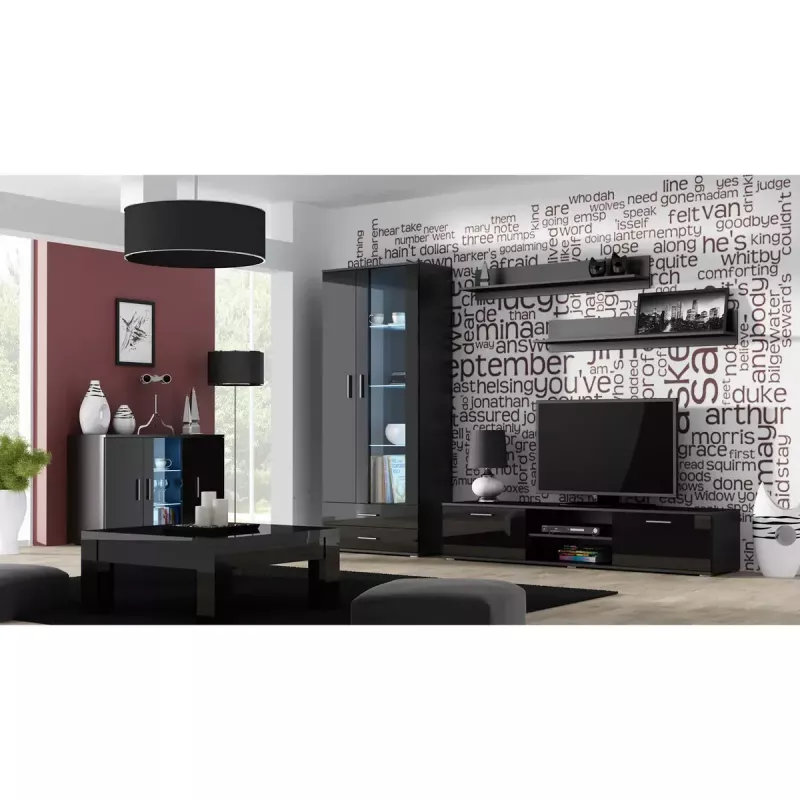Schwebendes Wandregal-Set Cama Meble SOHO 1250×200×200 mm, Spanplatte, schwarz matt (zwei Regale)