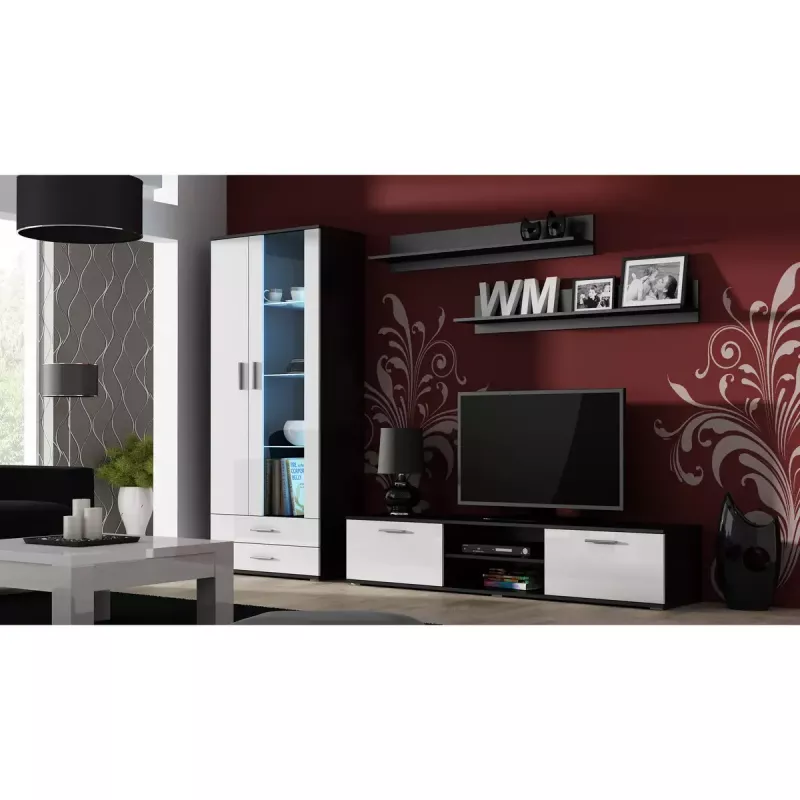 Schwebendes Wandregal-Set Cama Meble SOHO 1250×200×200 mm, Spanplatte, schwarz matt (zwei Regale)